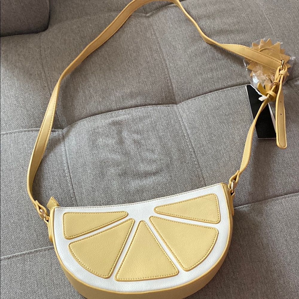 Playful Yellow and White Citrus Crossbody Bag